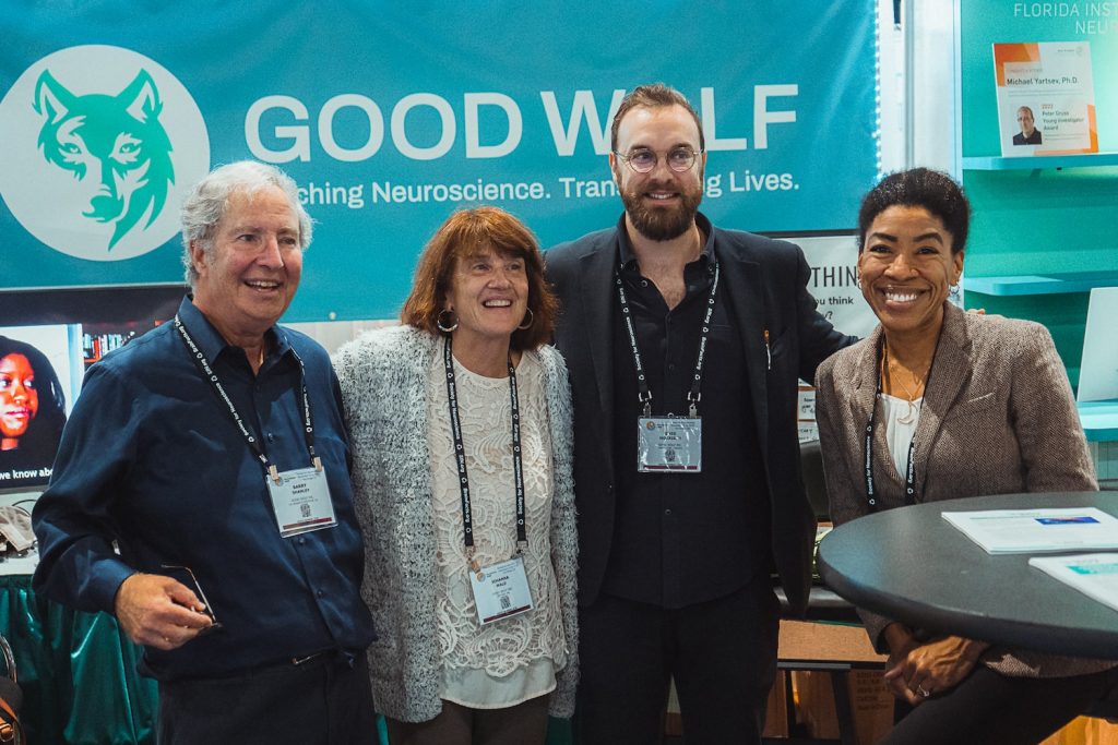 Members of the Good Wolf team on the exhibition stand at the Society for Neuroscience 2022